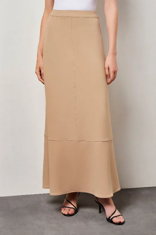 Knit ShirtPlus Size Flare Deco Crepe Maxi Skirt, Dark Champagne