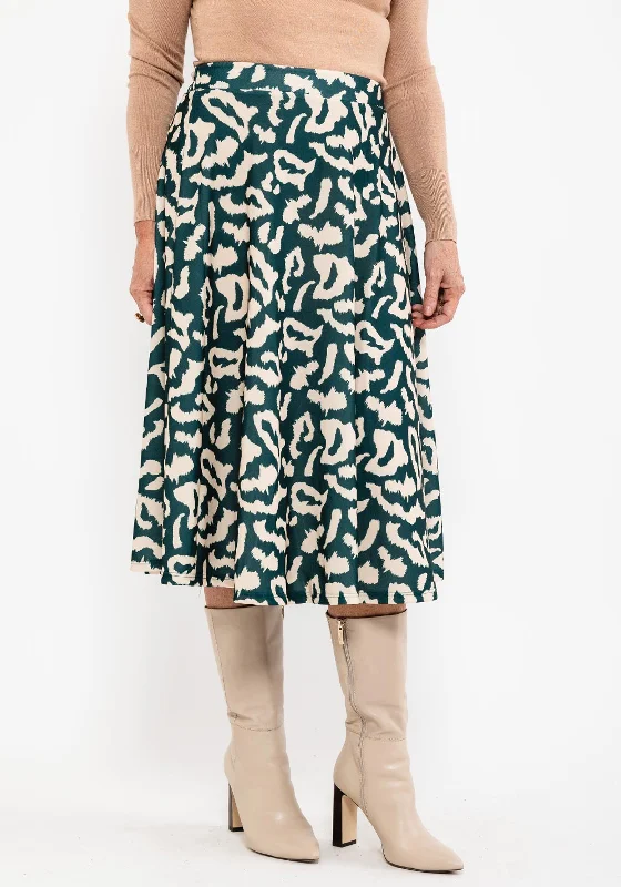 Waterproof SkirtSeventy1 Animal Print Midi Skirt, Green & Beige