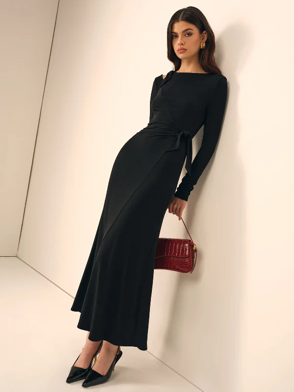 Wedding DressLong Sleeve Knotted Slim Dress