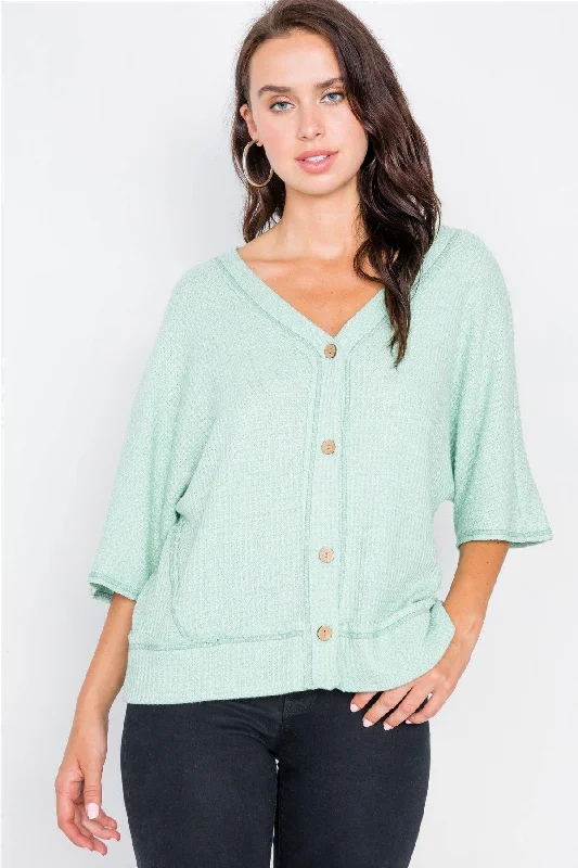 Sleep Short Sleeve TopsMint Cardigan Kimono Short Sleeve Sweater /2-2-2