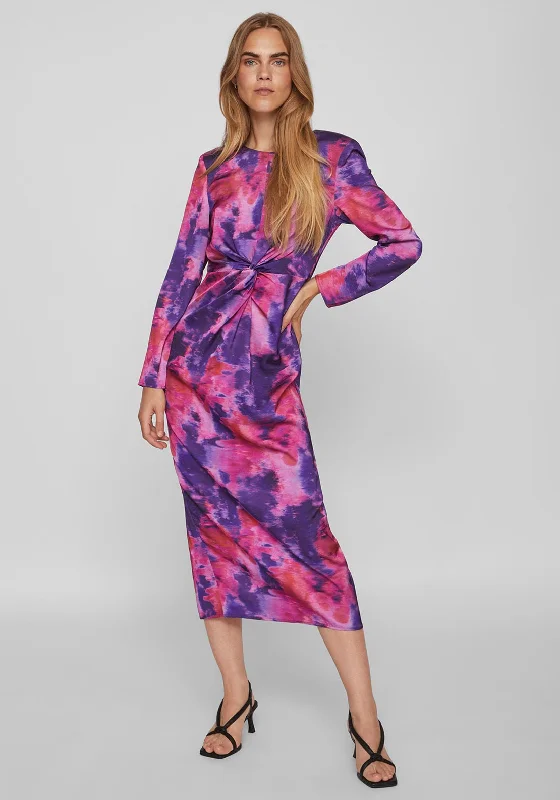 Printed DressVila Ravenna Knotted Waist Satin Print Maxi Dress, Love Potion