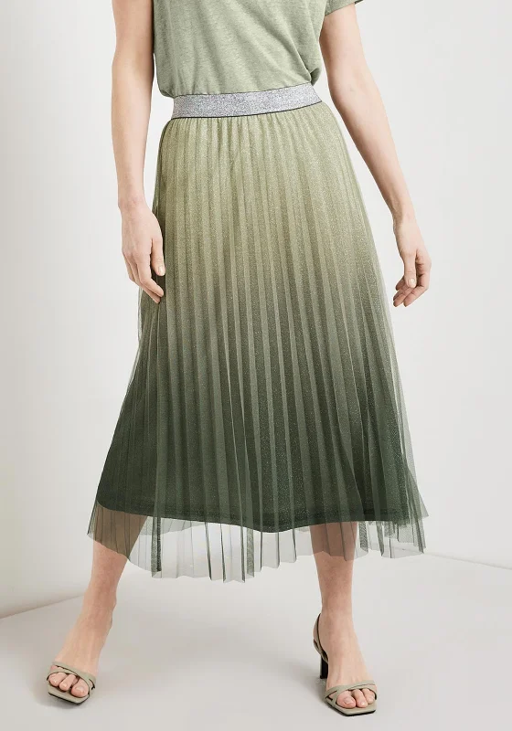 Dance SkirtGerry Weber Glitter Pleated Midi Skirt, Green