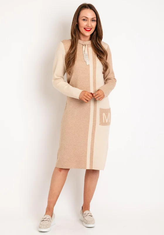 Sweater DressMicha Drawstring Neckline Knit Jumper Dress, Beige