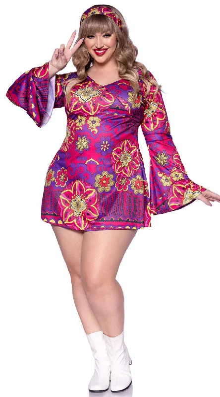 Large women's pullover topsPlus Size Retro Hippie Babe Costume