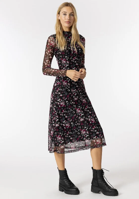 Sequin DressTiffosi Nile Floral Mesh Midi Dress, Black Multi