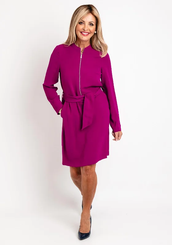 Evening DressEva Kayan Half Zip Knee Length Dress, Magenta