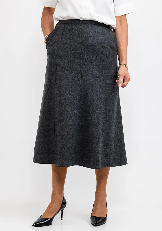 Office SkirtBrendella A Line Wool Midi Skirt, Charcoal