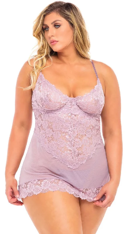 Knit ShirtPlus Size Paige Lace Chemise Set