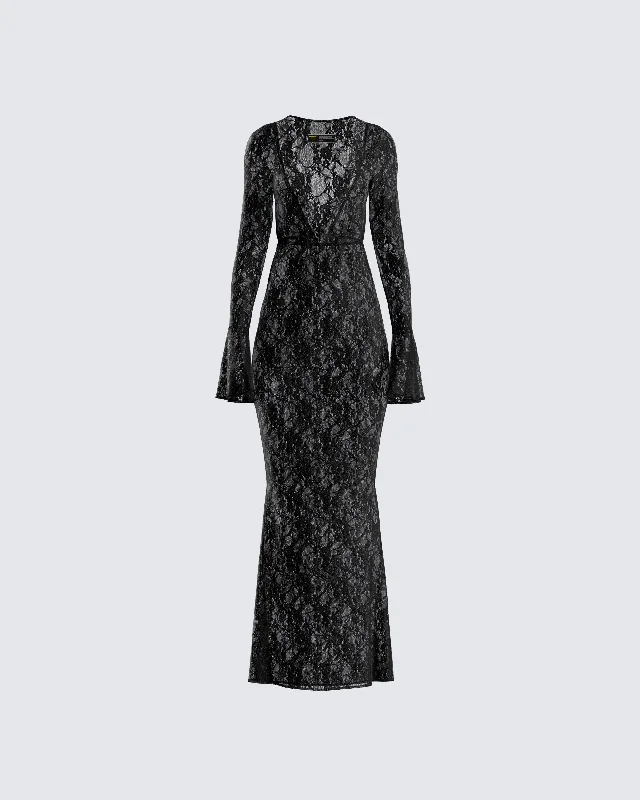 Empire Waist DressLilith Black Lace Maxi Dress